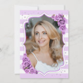 Bloemen Zilver Wit Paarse Foto 50ste Verjaardag Kaart (Achterkant)