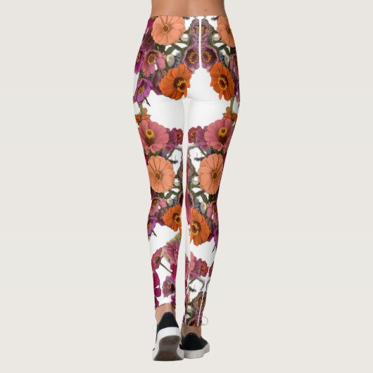 Bloemen Zinnia Boeket Maureen Girard Kleurrijk Leggings (Achterkant)