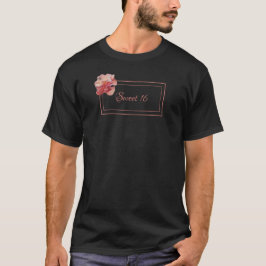 Bloemen zoet 16 roze en zwart t-shirt