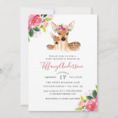 Bloemen Zoet Mam En Baby Herten Baby shower Kaart (Voorkant)