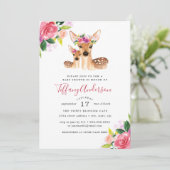 Bloemen Zoet Mam En Baby Herten Baby shower Kaart (Staand voorkant)