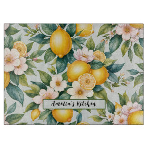 Bloemen Zomer citroen citrus gepersonaliseerde naa Snijplank