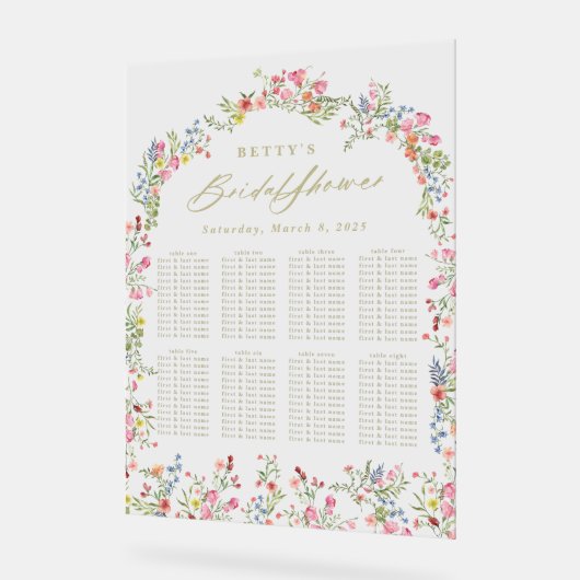 Bloemen Zomer vrijgezellenfeest Tafel Zitplaatsen Acryl Bord (Hoek)