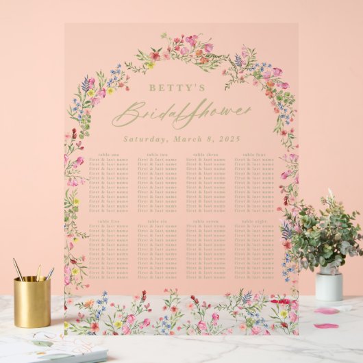 Bloemen Zomer vrijgezellenfeest Tafel Zitplaatsen Acryl Bord (Huwelijk)