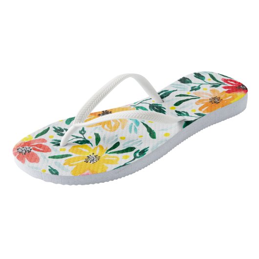 Bloemen Zomer Waterverf Bloemen Illustratie Teenslippers (Schuin)