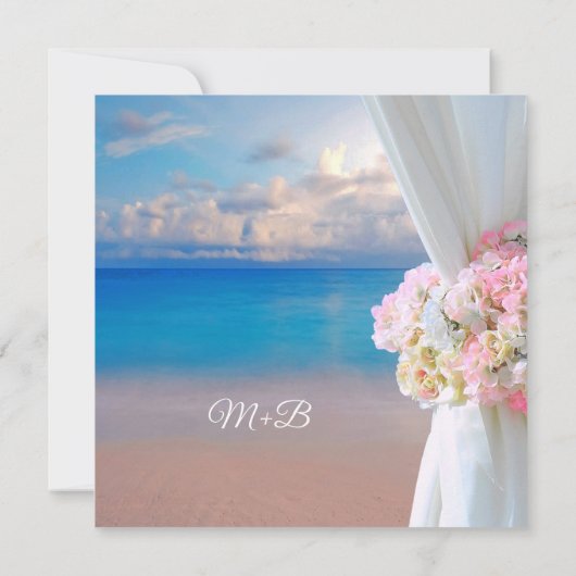 Bloemen Zomer Zonsondergang Oceaan Tropische Stran Kaart (Achterkant)