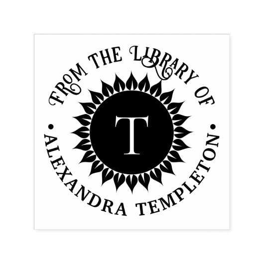 Bloemen Zonnebloem #1 Initiaal Bibliotheek Boeknaa Zelfinktende Stempel (Design)