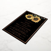 Bloemen Zonnebloem 60e Verjaardag Party Goud Folie Uitnodiging (Gedraaid)