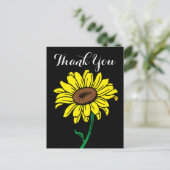 Bloemen Zonnebloem Bedankt Zwarte & Gele Bloemen Briefkaart (Staand voorkant)