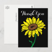 Bloemen Zonnebloem Bedankt Zwarte & Gele Bloemen Briefkaart (Voorkant / Achterkant)