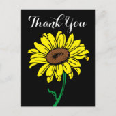 Bloemen Zonnebloem Bedankt Zwarte & Gele Bloemen Briefkaart (Voorkant)