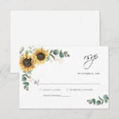 Bloemen Zonnebloem Bruiloft RSVP Behuizing Kaart Notitiekaartje (Voorkant / Achterkant)