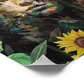 Bloemen Zonnebloem Collage Geel Vrouw Portret Poster (Hoek)