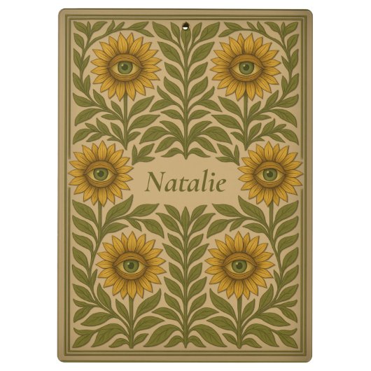 Bloemen  Zonnebloem Custom Naam Klembord (Achterkant)