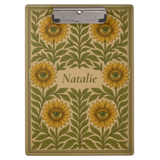Bloemen  Zonnebloem Custom Naam Klembord (Voorkant)