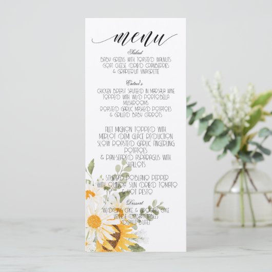 Bloemen Zonnebloem & Daisy Menu (Staand voorkant)