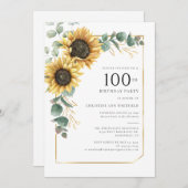 Bloemen Zonnebloem Eucalyptus 100e verjaardag Kaart (Voorkant / Achterkant)