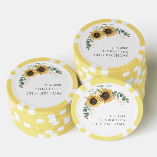 Bloemen Zonnebloem Eucalyptus 50ste verjaardag Poker Chips (Opstapeling)