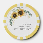 Bloemen Zonnebloem Eucalyptus 50ste verjaardag Poker Chips (Voorkant)
