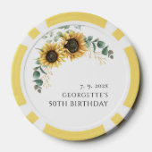Bloemen Zonnebloem Eucalyptus 50ste verjaardag Poker Chips (Achterkant)