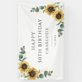 Bloemen Zonnebloem Eucalyptus 50ste verjaardag Spandoek (Verticaal)