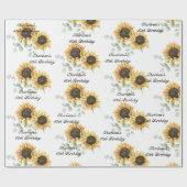 Bloemen Zonnebloem Eucalyptus 60e verjaardag Cadeaupapier (Vlak)