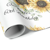 Bloemen Zonnebloem Eucalyptus 60e verjaardag Cadeaupapier (Rol Hoek)