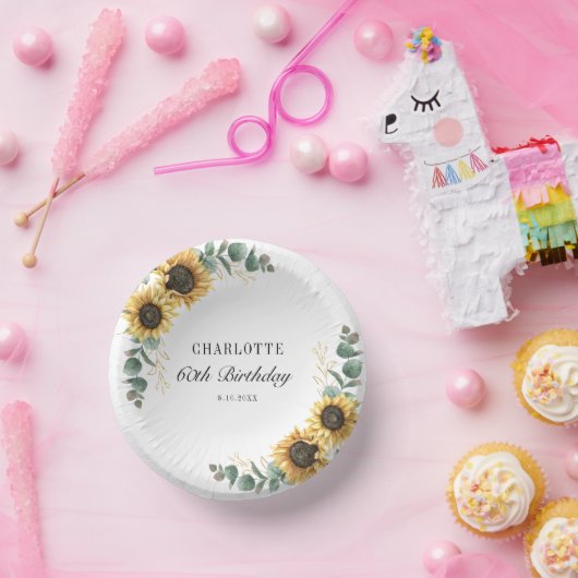 Bloemen Zonnebloem Eucalyptus 60ste Verjaardagsfee Papieren Kommen (Feest)