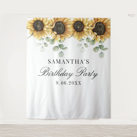 Bloemen Zonnebloem Eucalyptus 60ste Verjaardagsfee Wandkleed (Voorkant)