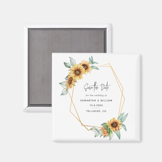 Bloemen Zonnebloem Eucalyptus Bruiloft Bewaar de d Magneet (Voorkant / Achterkant)