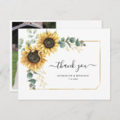 Bloemen Zonnebloem Eucalyptus Bruiloft Dank u kaar Notitiekaartje (Voorkant / Achterkant)