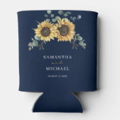 Bloemen zonnebloem eucalyptus bruiloft gunst blikjeskoeler (Achterkant)