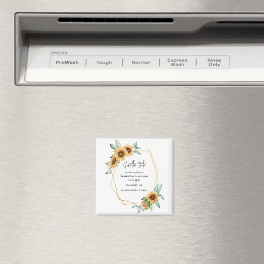 Bloemen Zonnebloem Eucalyptus Foliage Save the Dat Magneet (Insitu (Vaatwasser))