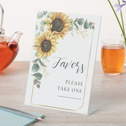 Bloemen Zonnebloem Eucalyptus Guns Bruiloft Reclamebord Met Voetstuk (Insitu)