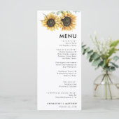 Bloemen Zonnebloem Eucalyptus Modern Huwelijk Menu (Staand voorkant)
