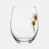 Bloemen Zonnebloem Eucalyptus Script 60e Verjaarda Wijnglas Zonder Voet (Rechts)