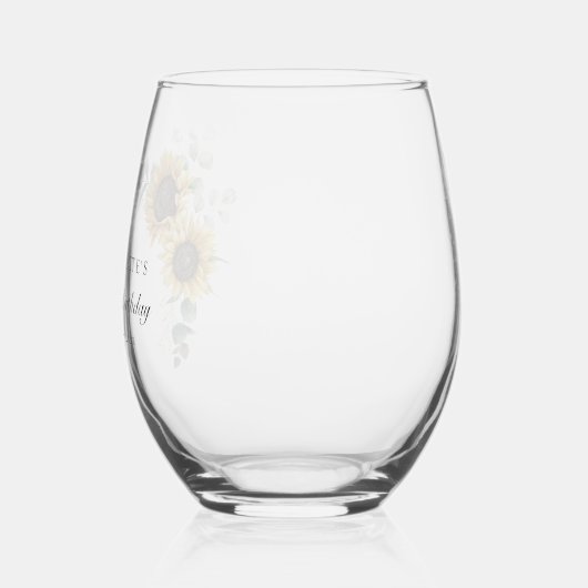 Bloemen Zonnebloem Eucalyptus Script 60e Verjaarda Wijnglas Zonder Voet (Links)