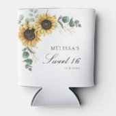 Bloemen Zonnebloem Eucalyptus Sweet 16 Party Blikjeskoeler (Voorkant)