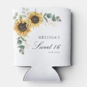 Bloemen Zonnebloem Eucalyptus Sweet 16 Party Blikjeskoeler (Achterkant)
