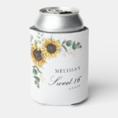 Bloemen Zonnebloem Eucalyptus Sweet 16 Party Blikjeskoeler (Blikje Achterkant)