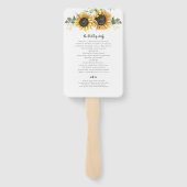 Bloemen Zonnebloem Eucalyptus Trouwprogramma Handwaaier (Achterkant)