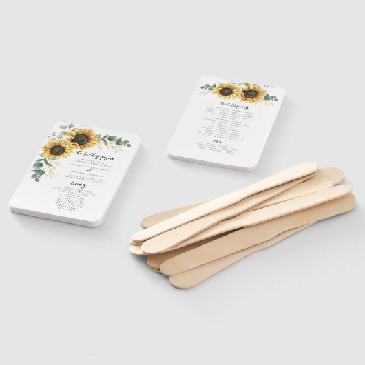 Bloemen Zonnebloem Eucalyptus Trouwprogramma Handwaaier (Niet-gemonteerd)