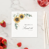 Bloemen Zonnebloem Eucalyptus zoet 16 feestpapier Servet (Insitu)