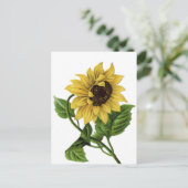 Bloemen Zonnebloem Geel & Groene Bloem Briefkaart (Staand voorkant)