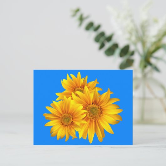 Bloemen Zonnebloem Gele bloemen Blauwe lucht Briefkaart (Staand voorkant)