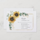 Bloemen Zonnebloem Geometrische Eucalyptus groen RSVP Kaartje (Voorkant / Achterkant)