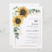 Bloemen Zonnebloem Greenery Surprise 80ste Verjaar Kaart (Voorkant / Achterkant)