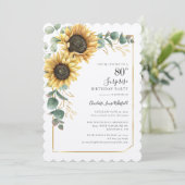 Bloemen Zonnebloem Greenery Surprise 80ste Verjaar Kaart (Staand voorkant)