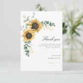 Bloemen Zonnebloem groen 16e verjaardag Bedankkaart (Staand voorkant)
