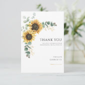 Bloemen Zonnebloem Groen 50e Verjaardag Bedankkaart (Staand voorkant)